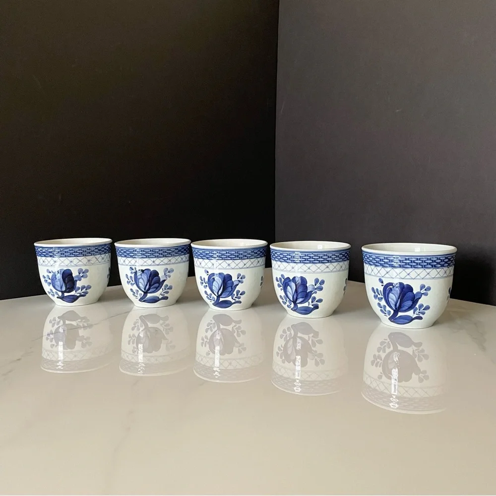 SET of 5 Cups & Saucers - Tranquebar Blue by Royal Copenhagen